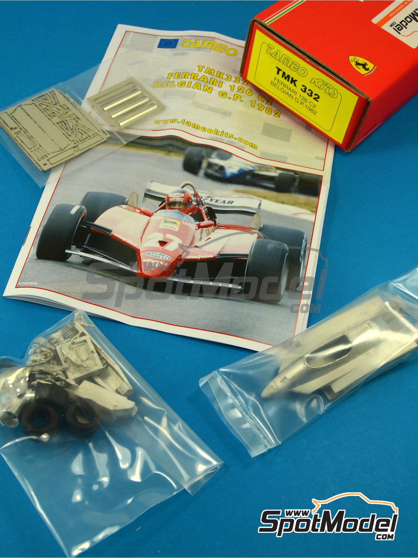 Ferrari 126C2 Scuderia Ferrari Team sponsored by Fiat - Belgian Formula 1  Grand Prix 1982. Model car kit in 1/43 scale manufactured by Tameo Kits 